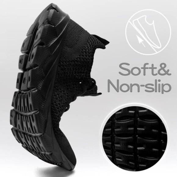 ⚡Mens Black Running Fashion Tennis Walking Lightweight Athletic Sneakers - Picture 5 of 7